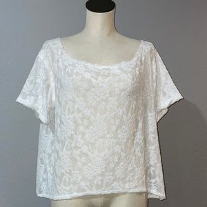 Joyfolie Women’s Lilith Top size M White Stretch Soft Lace T-Shirt